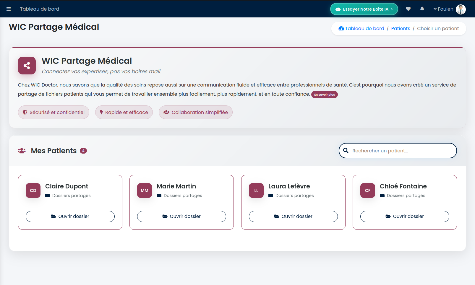 Interface médicale moderne