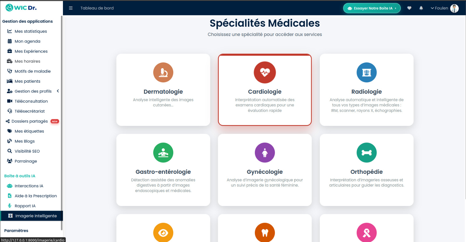 Interface médicale moderne